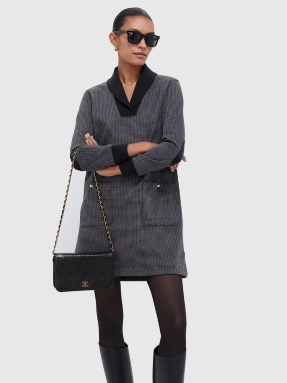 Tuckernuck Black houndstooth dress